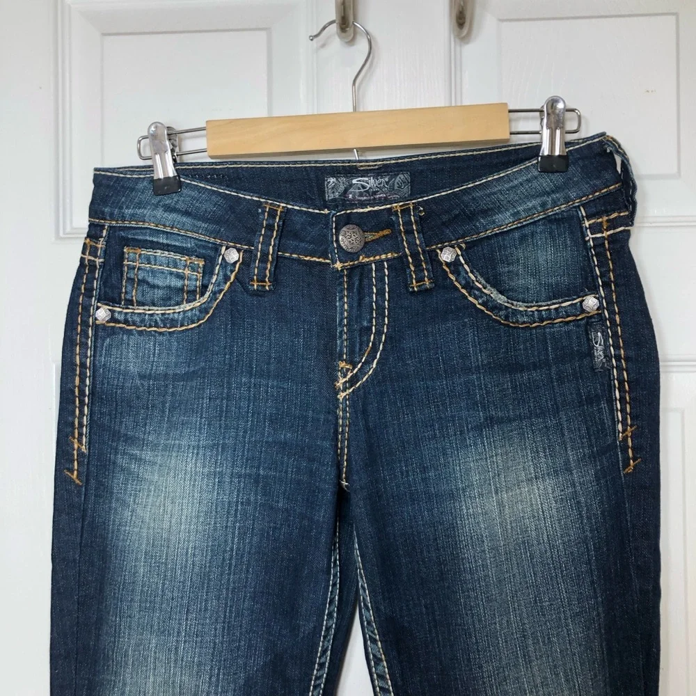 Silver Jeans Co Lola 17” Cotton Mix Dark Wash Straight Leg Jeans W27 L32